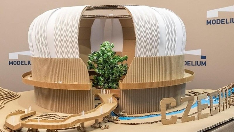 Úkolem všech soutěžících bylo navrhnout a následně z vlnité lepenky vytvořit originální model národního pavilonu pro světovou výstavu EXPO. Fotozdroj: Ústecký kraj