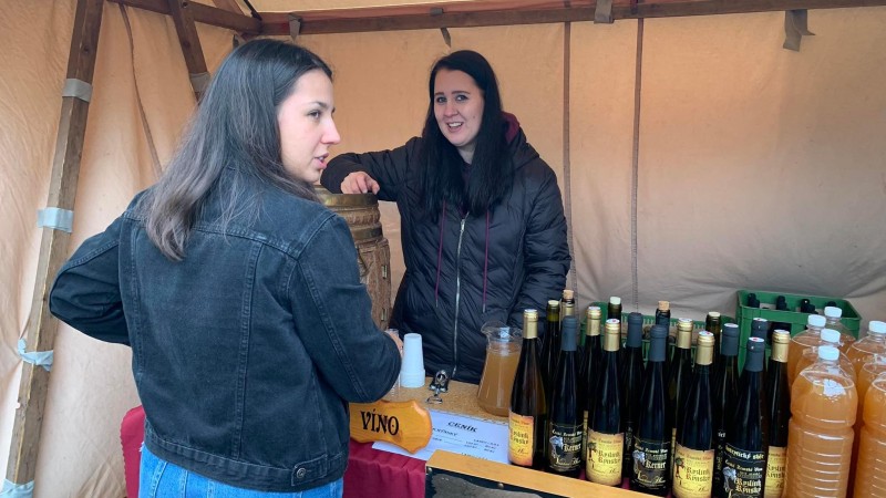 Vinobraní u kostelíka. Foto: Jitka Fárová